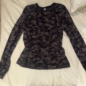 lululemon athletica Black and Gray Camo Long Sleeve Top